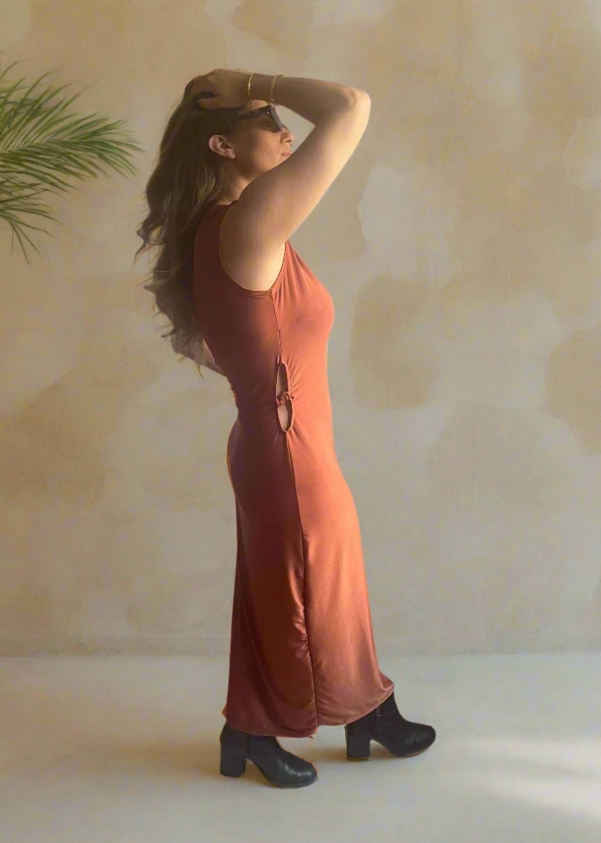 Alicia Caramel Cutout Dress