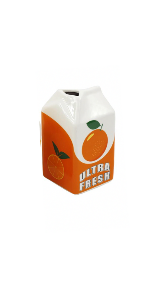 Ceramic Vase/Jug Juice Box Orange Design