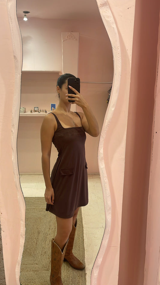 Suede Cordelia Mini Dress Chocolate