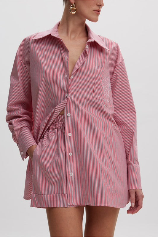 La Vie En Ciel Red Stripes Shorts