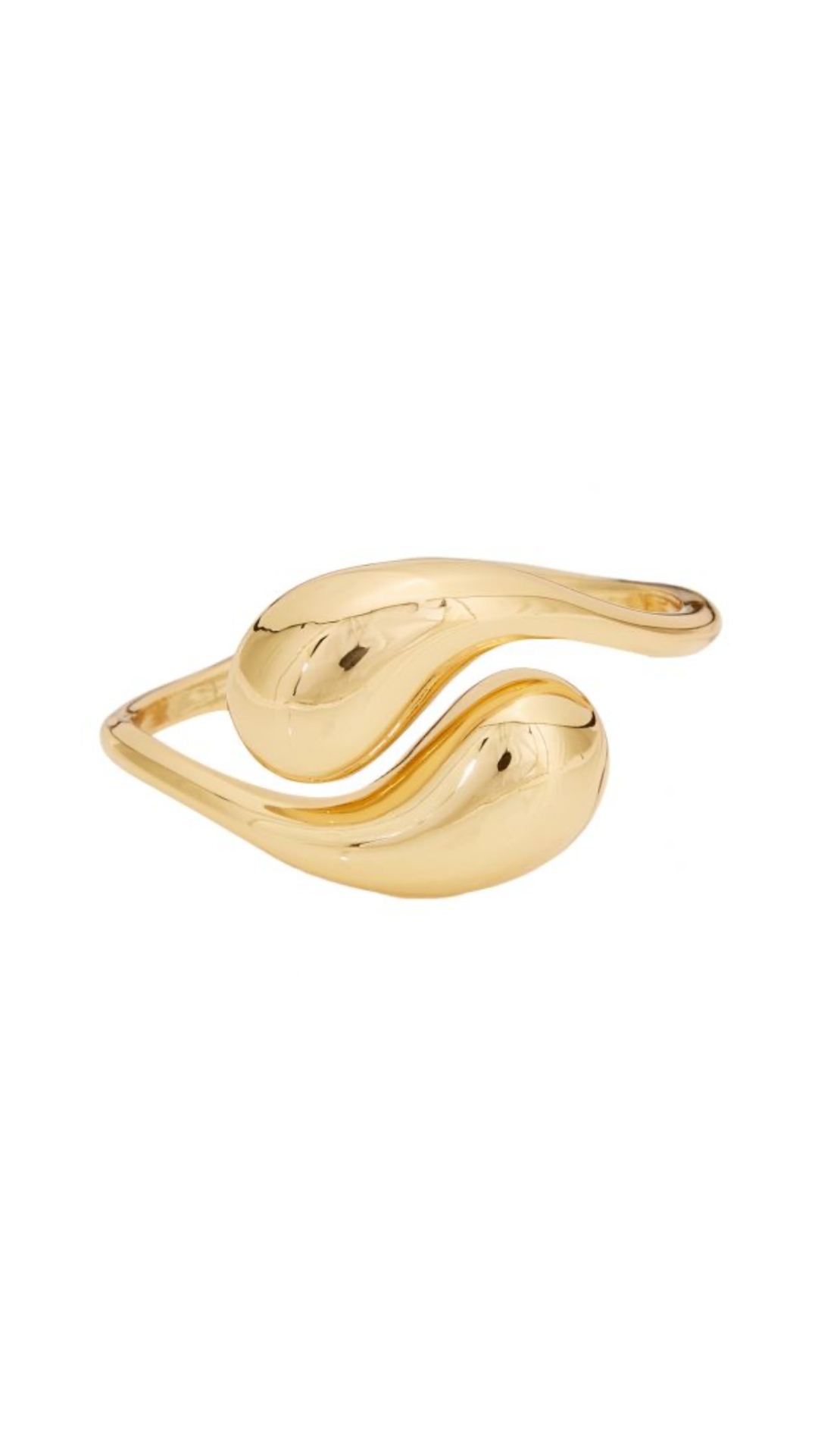 Gold Metal Cuff Bracelet with Double Teardrop Design