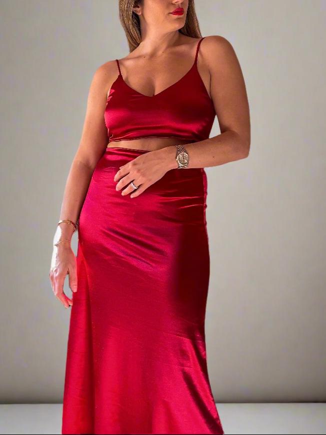 Red Silky Skirt