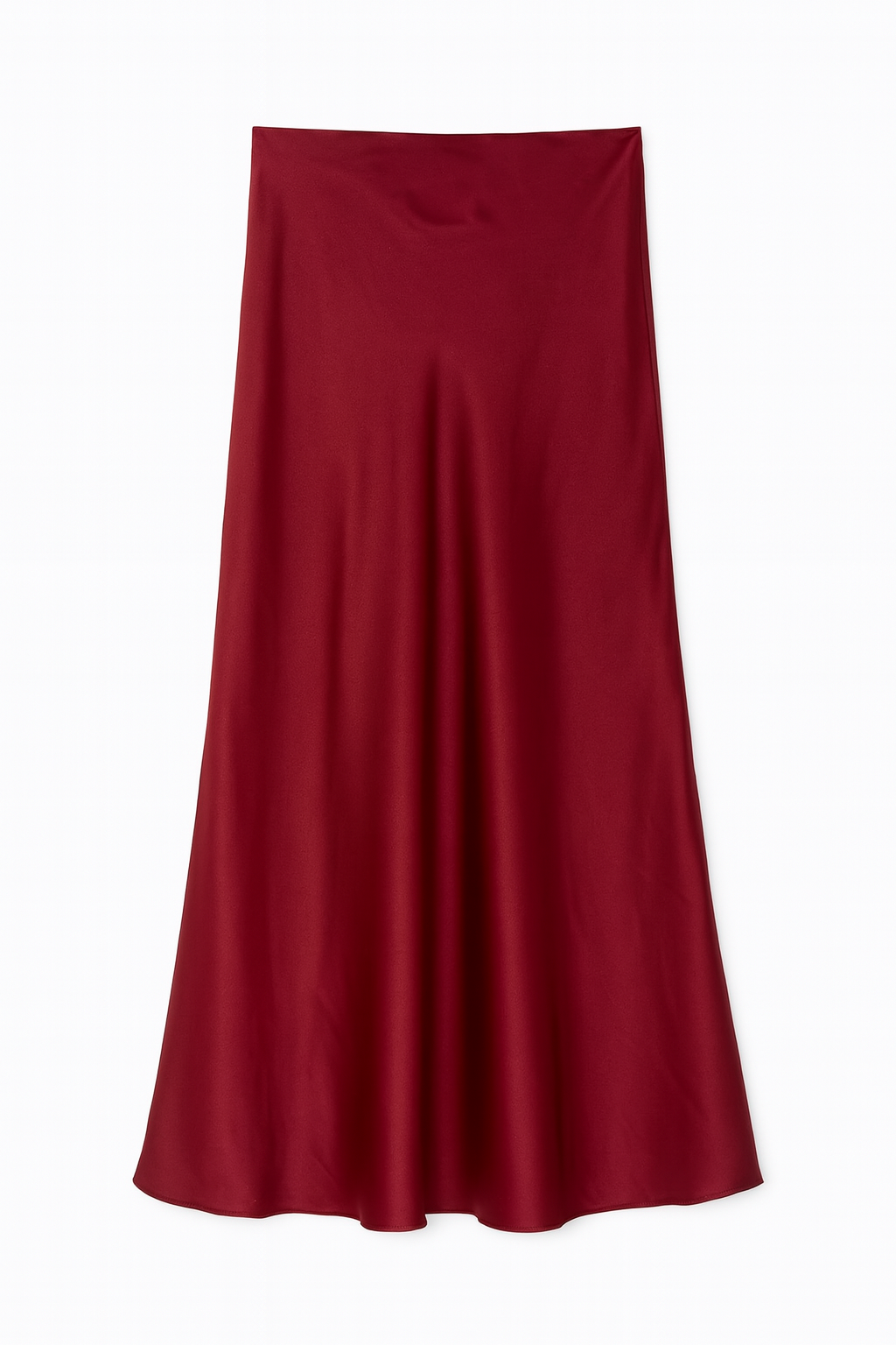Red Satin Midi Skirt