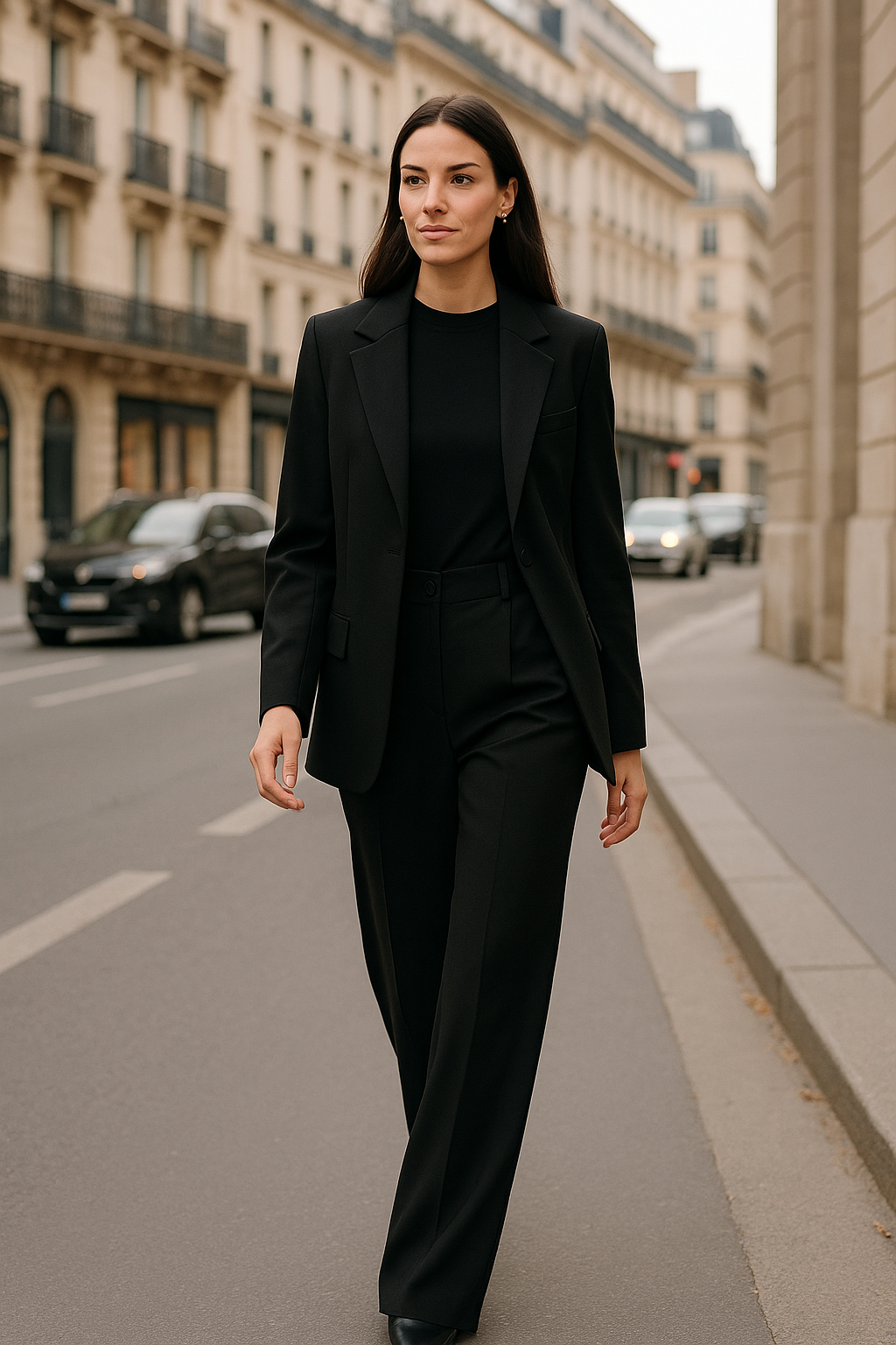 Black Tailored Set with Belt