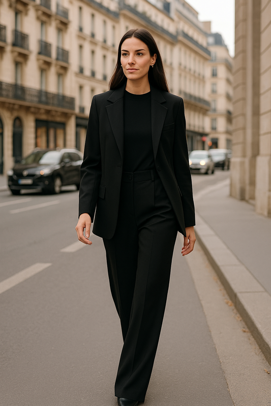 Black Tailored Set with Belt