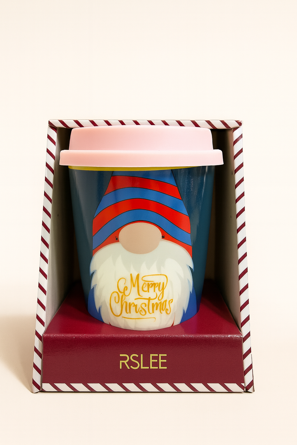 Κεραμική Χριστουγεννιάτικη Θερμοκραμική Κούπα με Σιλικόνινο Καπάκι – Σχέδιο “Merry Christmas” Gnome