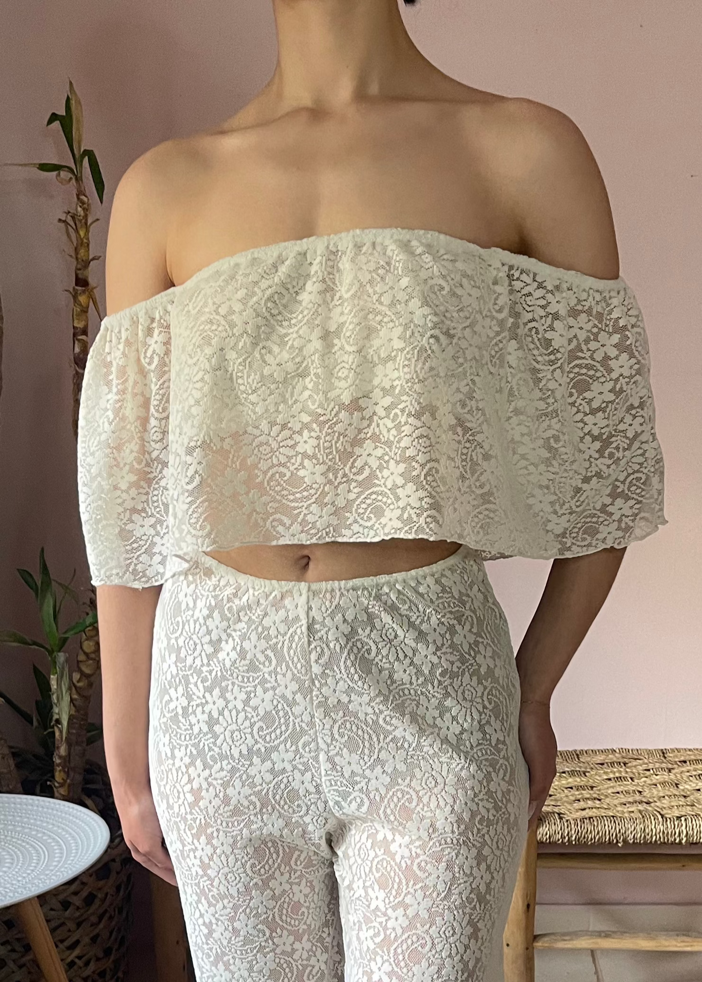 Azul Off-White Lace Top