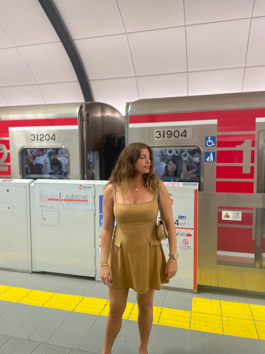 Suede Cordelia Mini Dress Camel