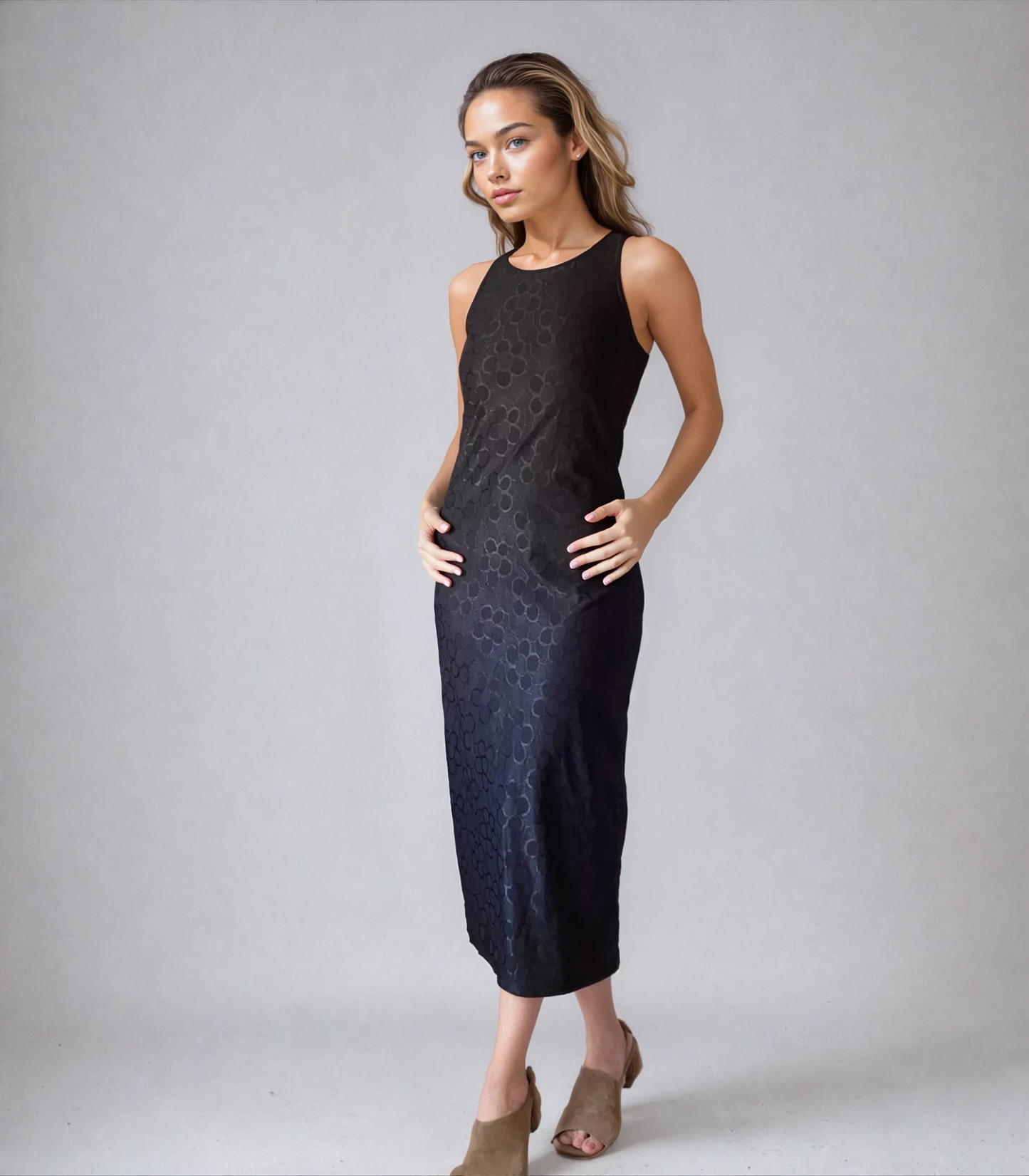 Black Daisy Maya Midi Dress
