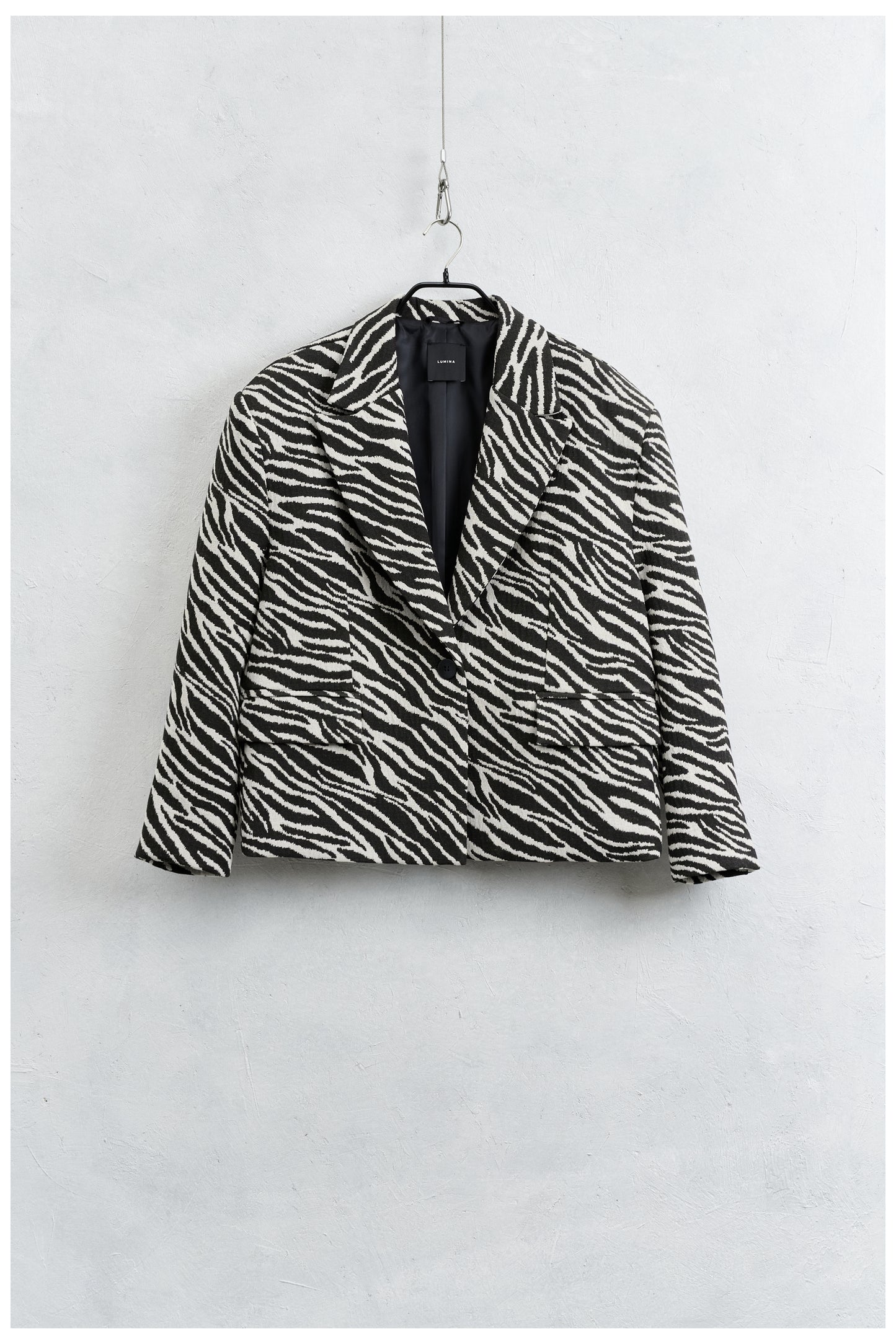 Animalier Pattern Blazer with Padded Shoulders