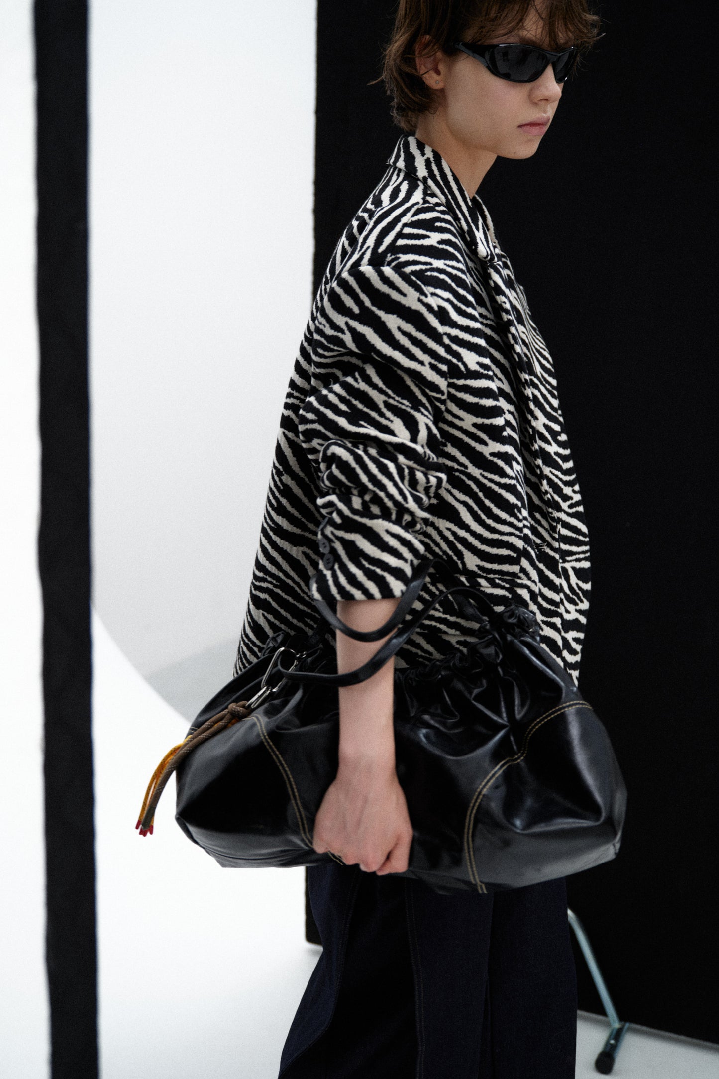 Animalier Pattern Blazer with Padded Shoulders