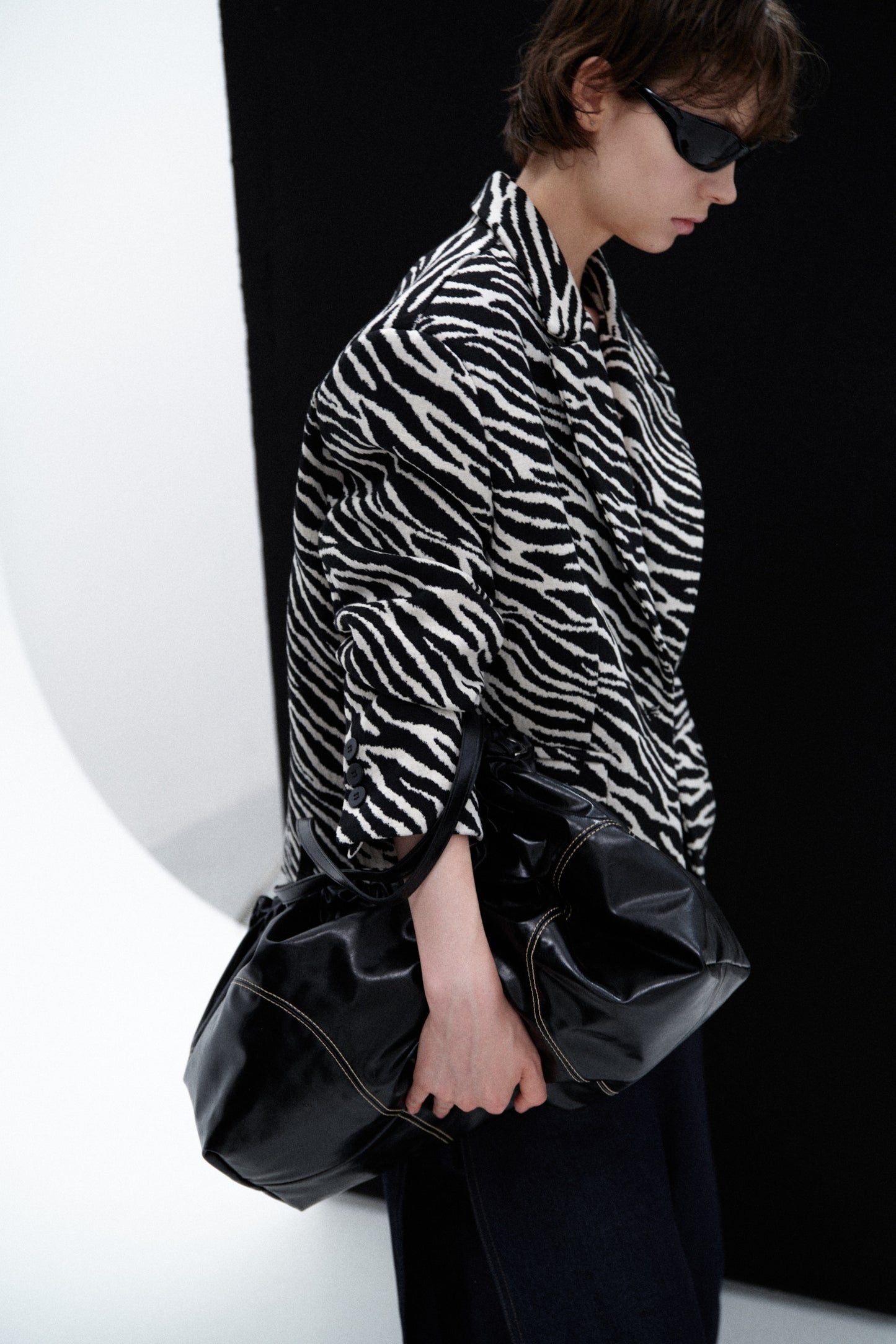 Animalier Pattern Blazer with Padded Shoulders