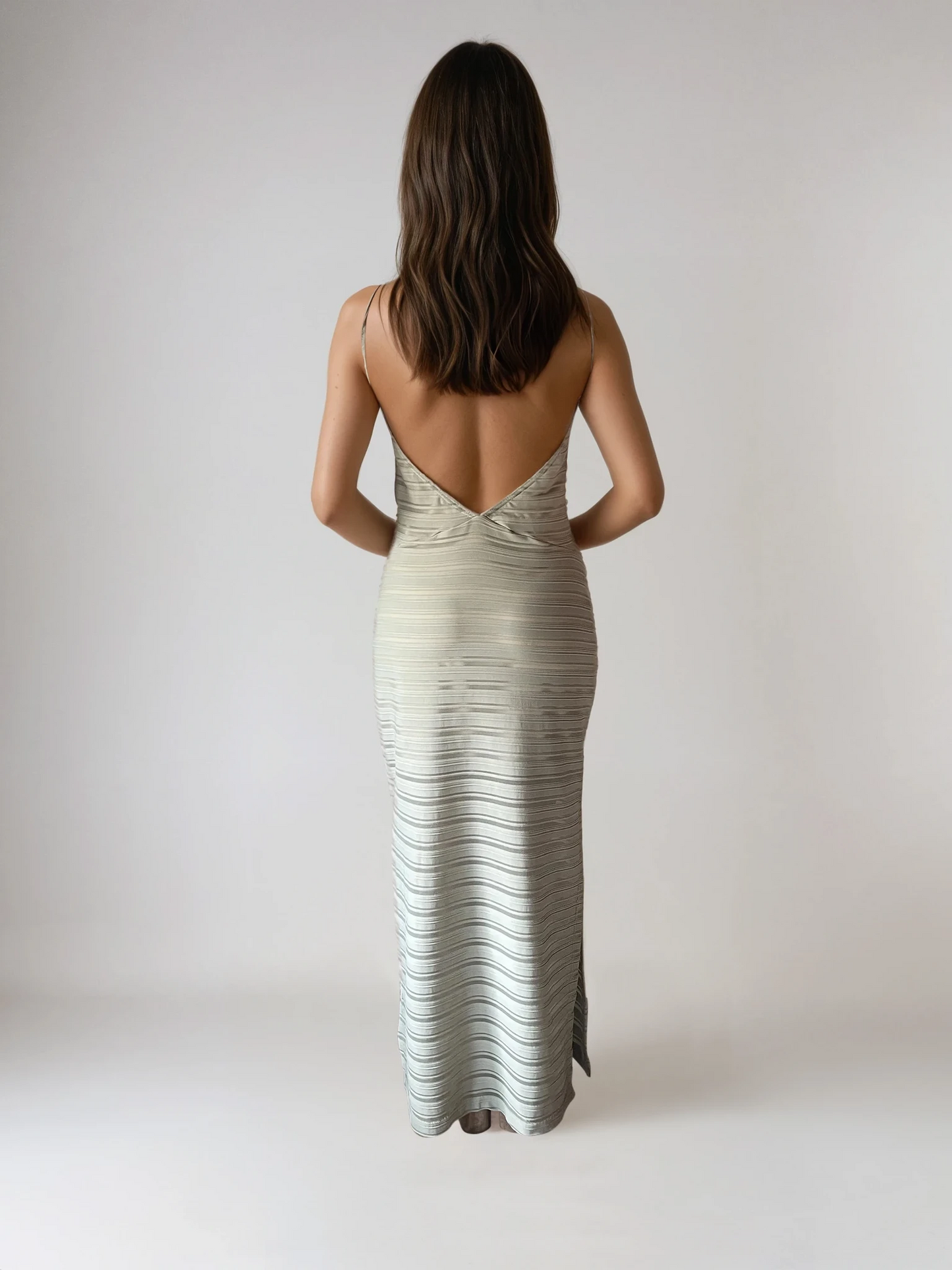 Maren Olive Maxi Open Back Dress