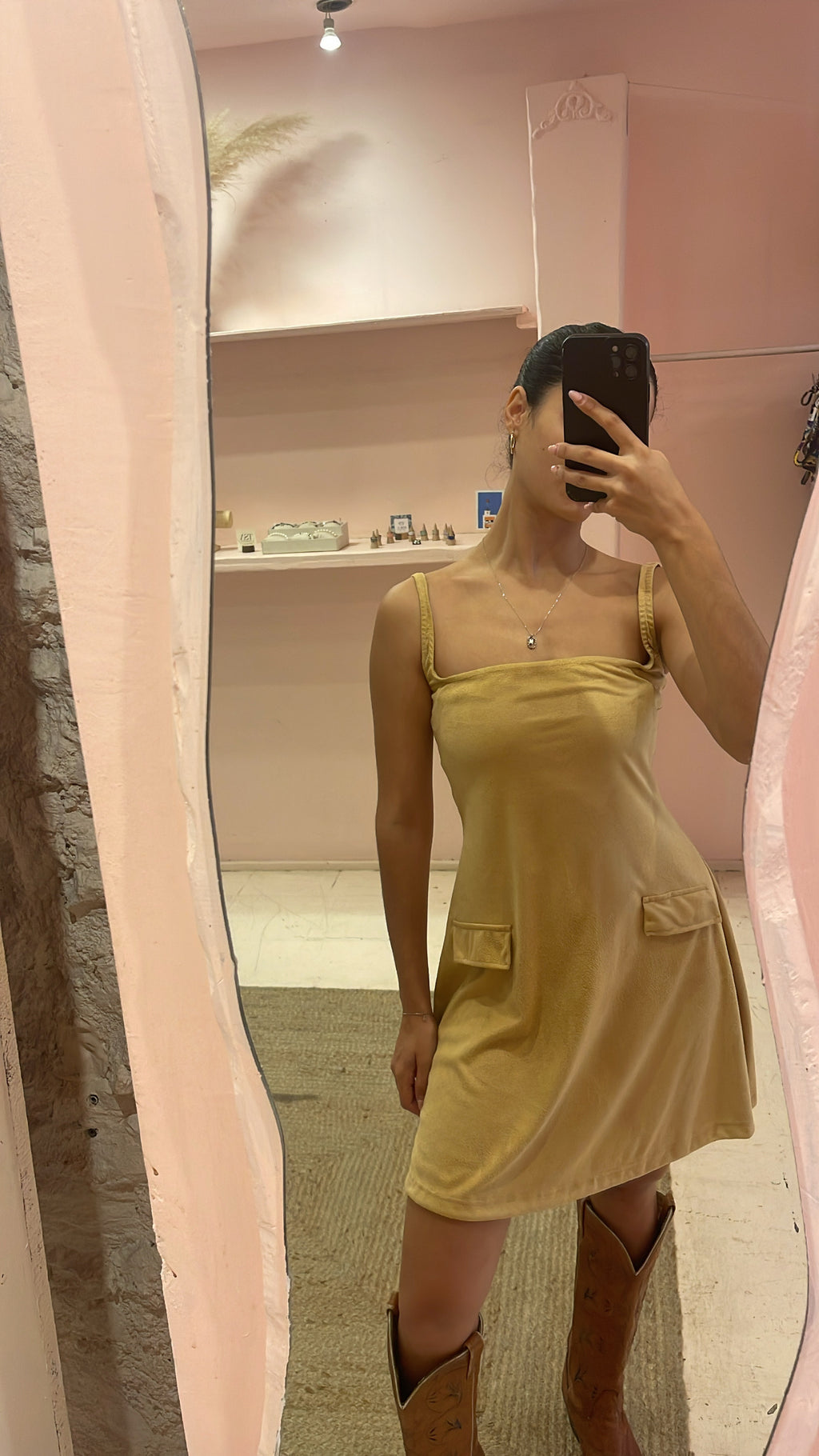 Suede Cordelia Mini Dress Beige