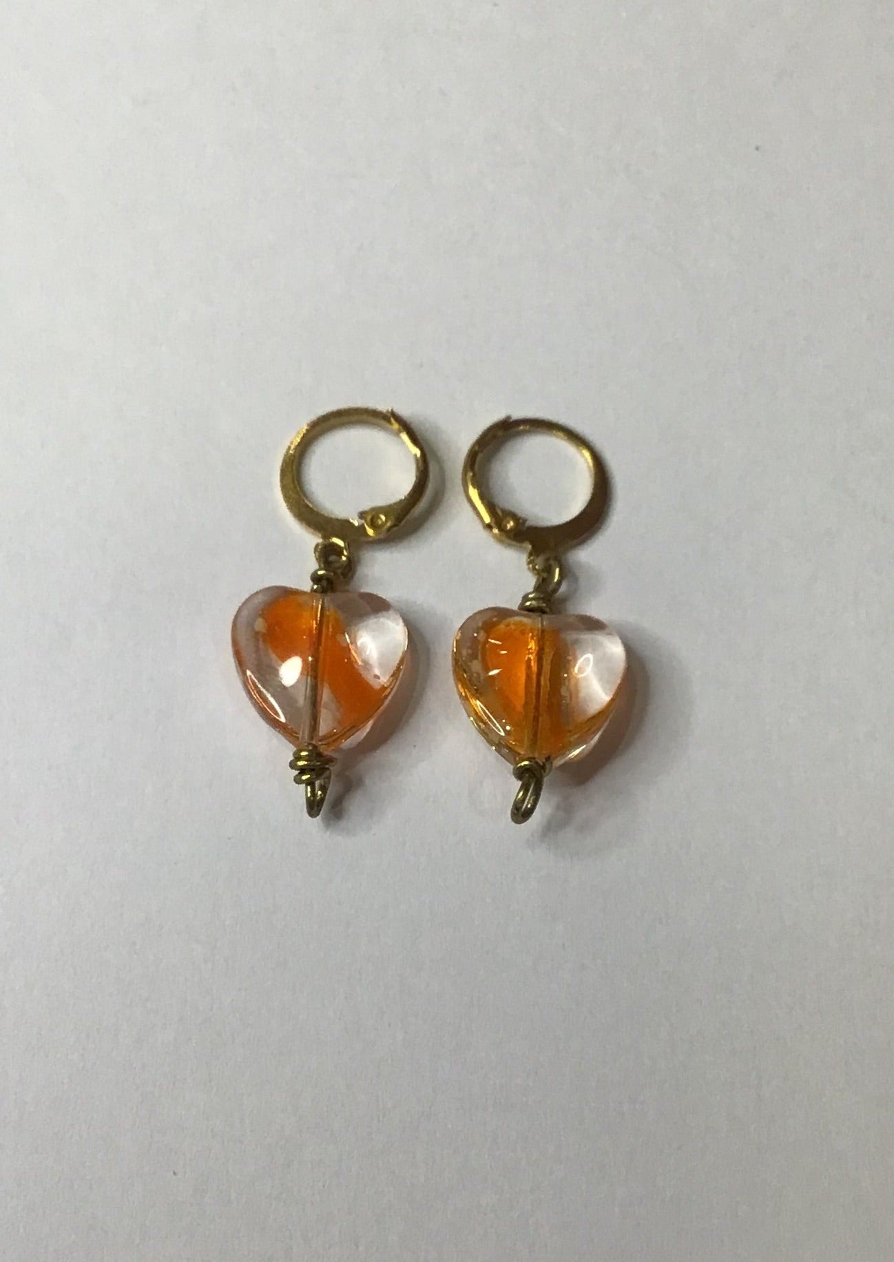 Heart Earrings with Orange Details