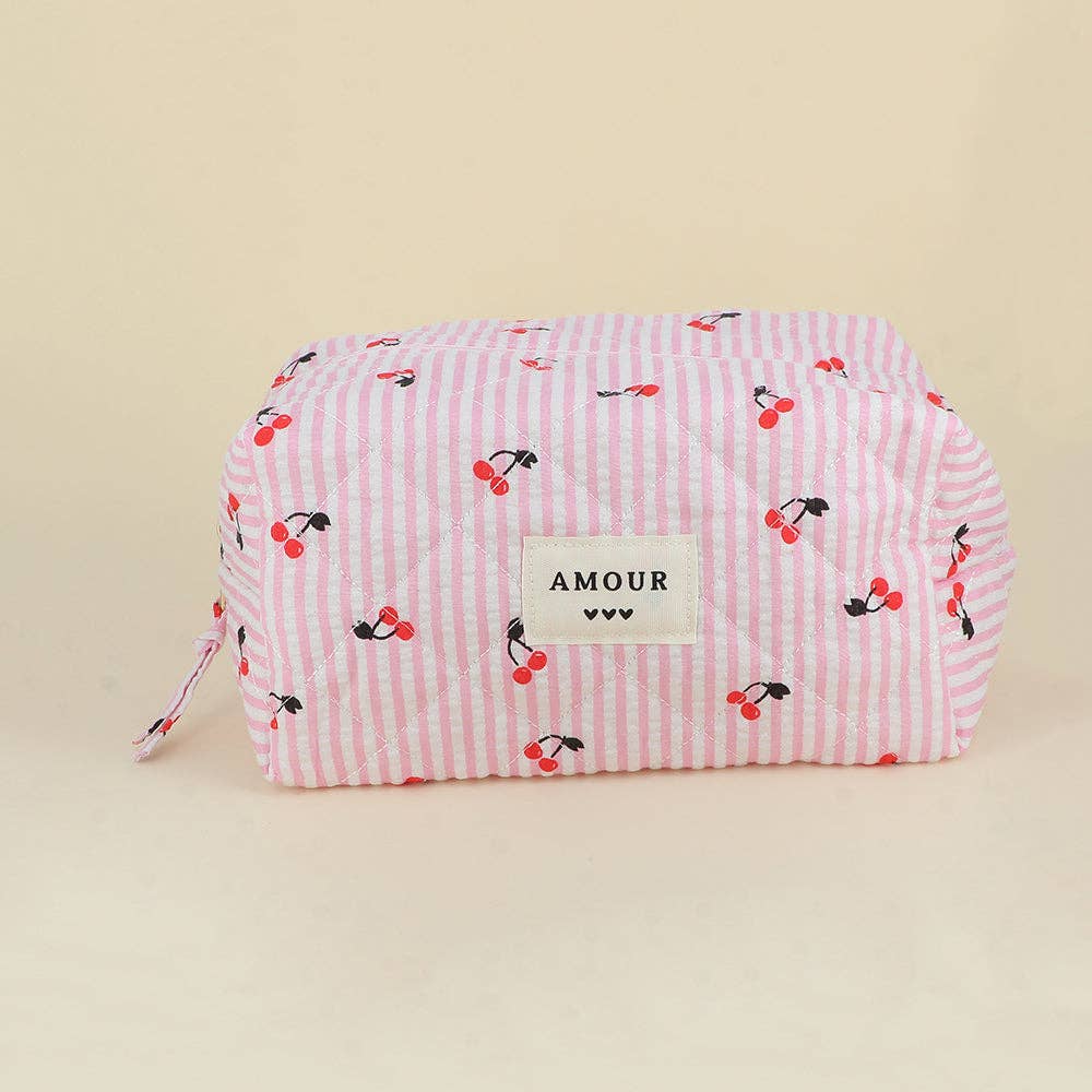 Large pouch - cotton/polyester - 23 x 12 x 14 cm: Coeur Blanc