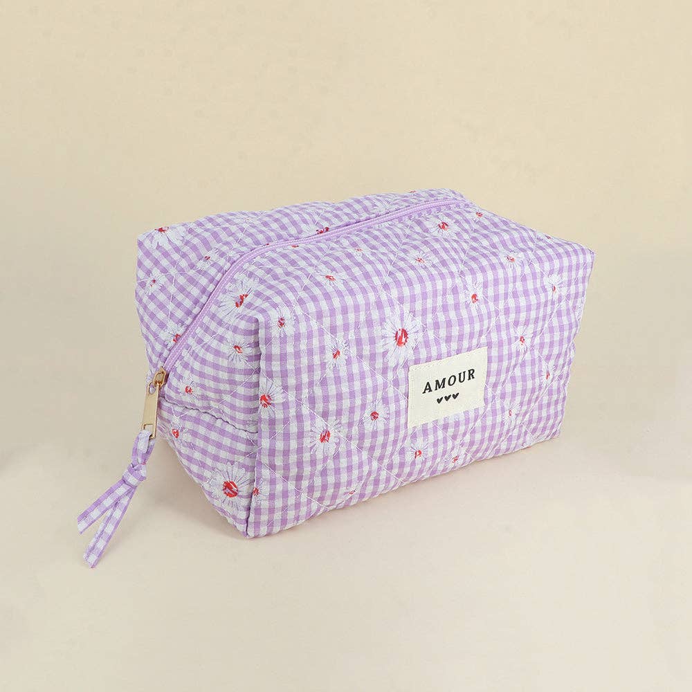 Large pouch - cotton/polyester - 23 x 12 x 14 cm: Coeur Blanc
