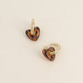 Hoop earrings — resin heart: Gold / Leopard