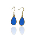 Galazia — Cobalt Blue Teardrop Drop Earrings with Gold Bezel