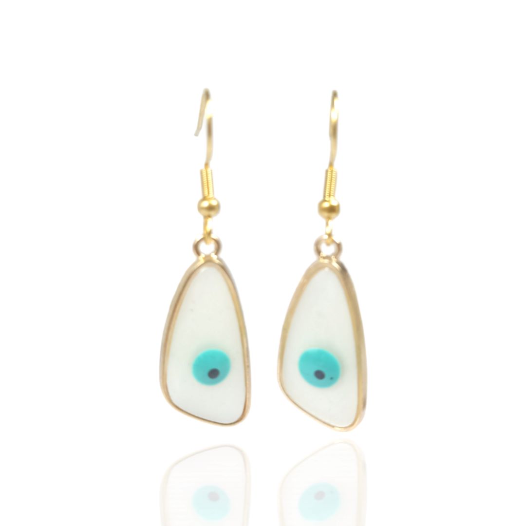 Mati — Evil Eye Drop Earrings with Gold-Tone Hooks