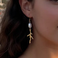 Koralli — Gold Coral Branch & Pearl Drop Earrings