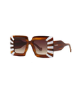 DOLLY — Tortoise & White Stripe Square Sunglasses with Brown Gradient Lenses