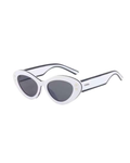 FRANCESCA — White & Black Cat-Eye Sunglasses with Black Lenses