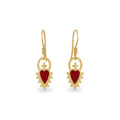 24K Gold Plated Heart Earrings with Red Enamel