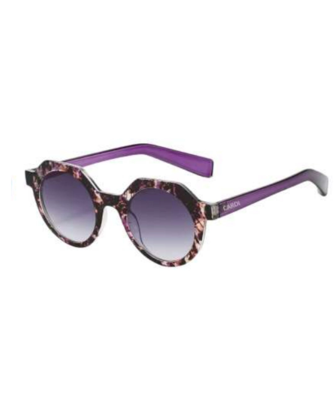 LOREN — Purple Tortoise Round Sunglasses with Grey Gradient Lenses