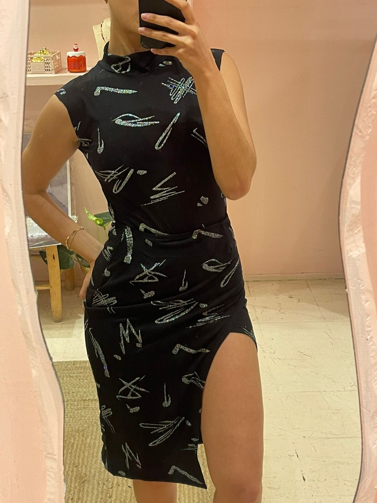 Sleek Noir Glitter Bodysuit Sleeveless