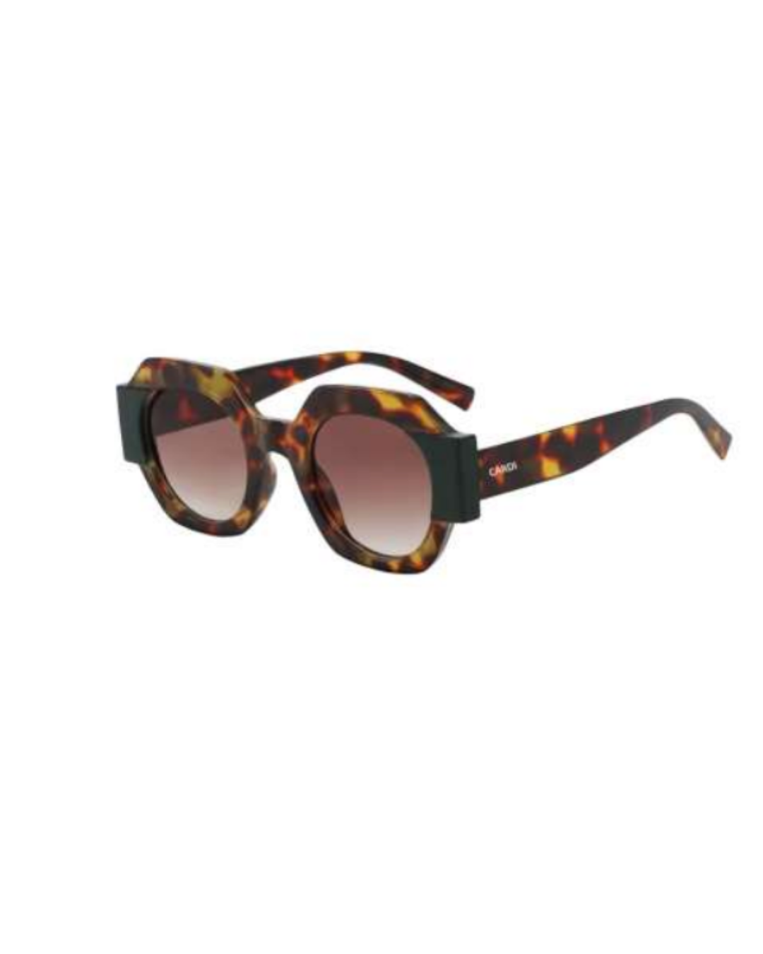 ROSE — Tortoise Geometric Sunglasses with Black Detail & Brown Gradient Lenses