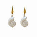 Shell & Pearl Drop Earrings with Gold-Tone Hooks