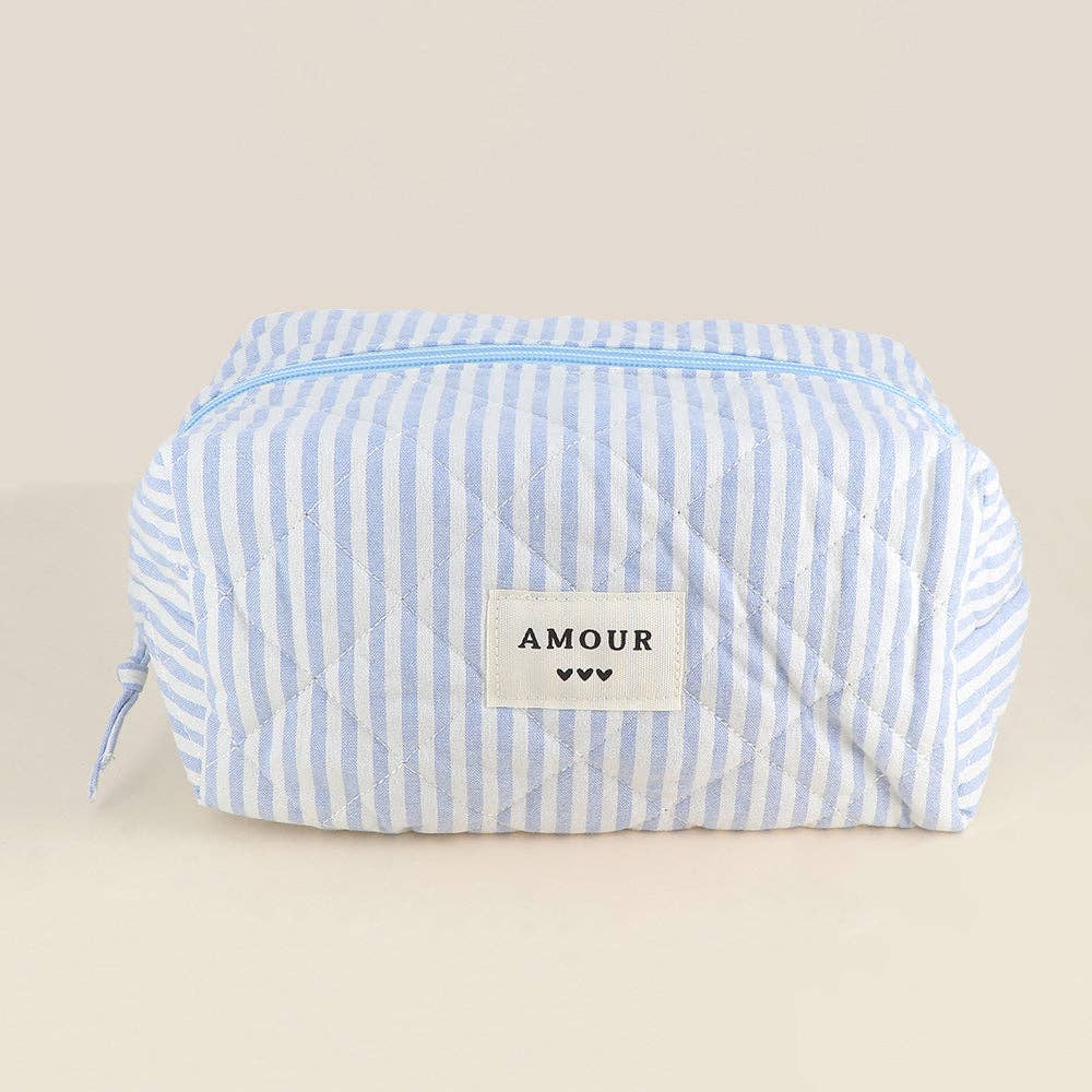 Large pouch - cotton/polyester - 23 x 12 x 14 cm: Coeur Blanc