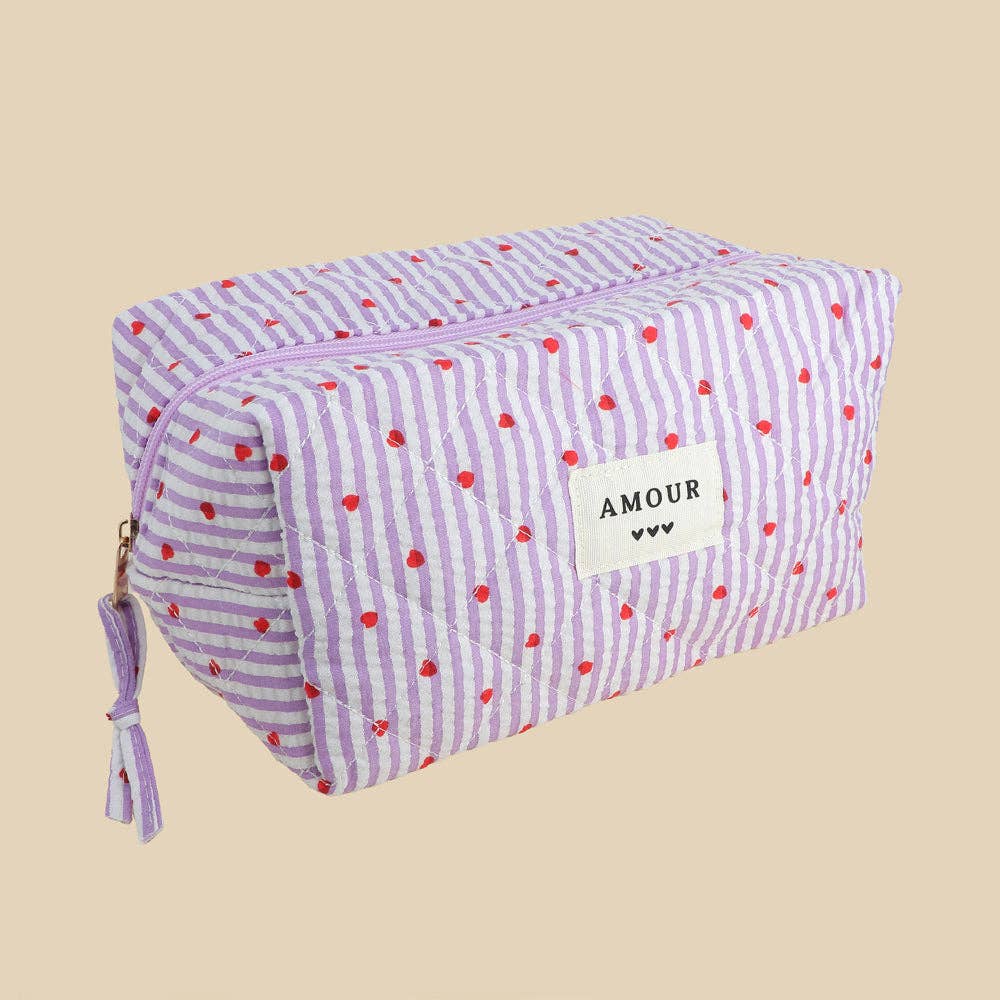 Large pouch - cotton/polyester - 23 x 12 x 14 cm: Coeur Blanc