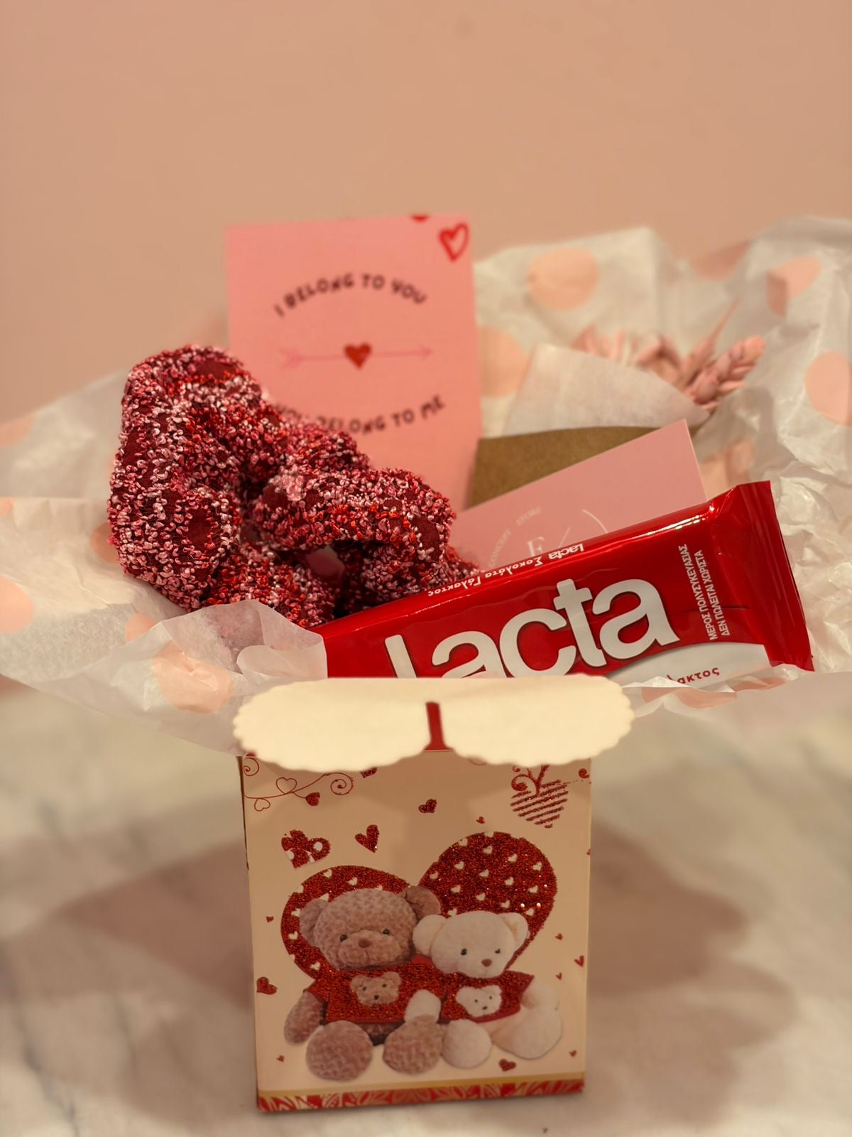 Valentine's Gift Box with handmade scrunchie