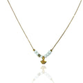 Labrys — Gold Minoan Axe Charm Necklace with White Seed Beads