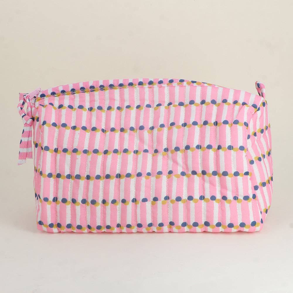 Large pouch with "LOVE" and heart motifs, 100% polyester: Black/ Pink