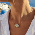 Ammonitis — Natural Ammonite Fossil Pendant Necklace on Gold Chain