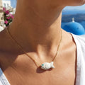 Psaraki — White Ceramic Fish Pendant Necklace on Gold Chain