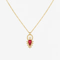 24K Gold Plated Heart Necklace with Red Enamel
