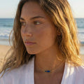 Ikthys — Cobalt Blue Enamel Fish Choker Necklace in Stainless Steel