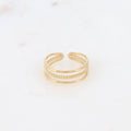 Ring - 3 bands, smooth and twisted: Gold