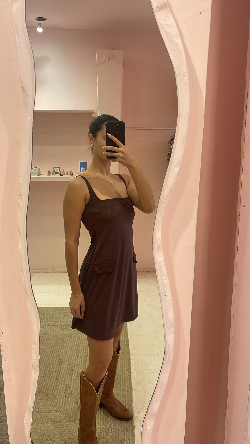 Suede Cordelia Mini Dress Chocolate