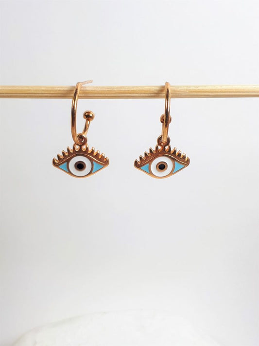 Blue Eye Earring Hoops