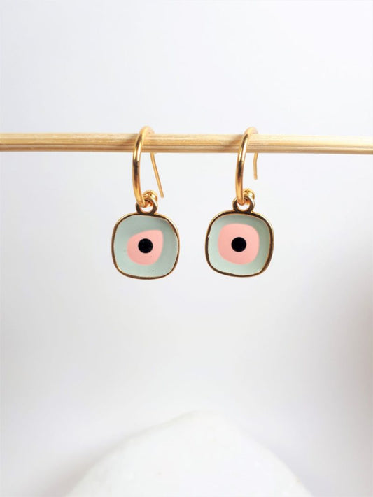 Pink Eye Earring Hoops