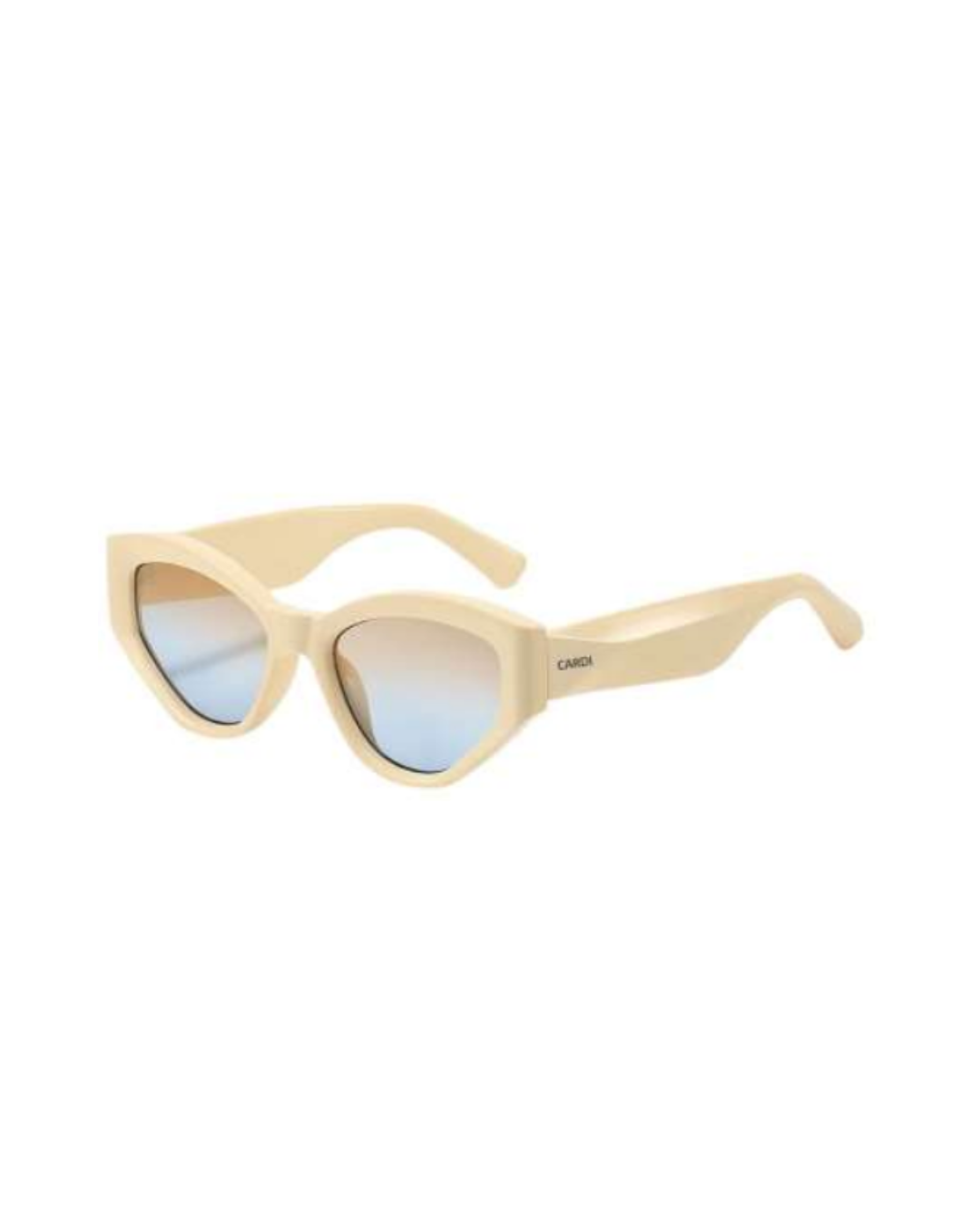 CELIA — Cream Cat-Eye Sunglasses with Blue Mirror Lenses