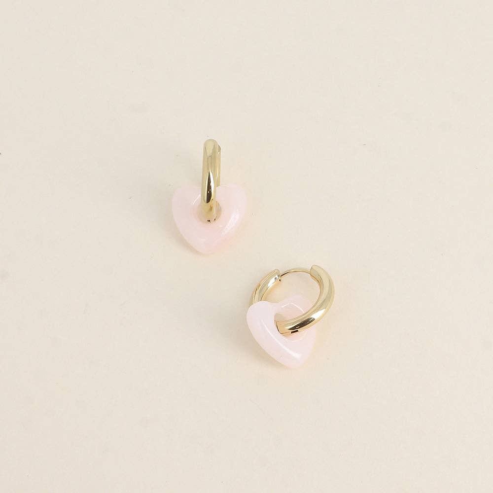 Hoop earrings — resin heart: Gold / Leopard
