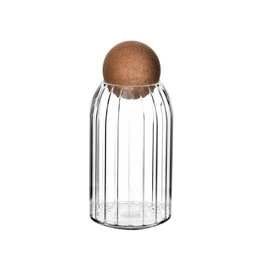 Embossed Glass Jar with Cork Ball