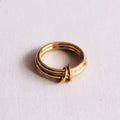 Double ring connected with rings - gold