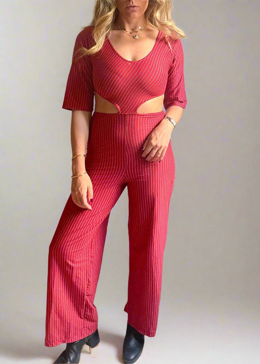 Striped Mona Cutout Jumpsuit